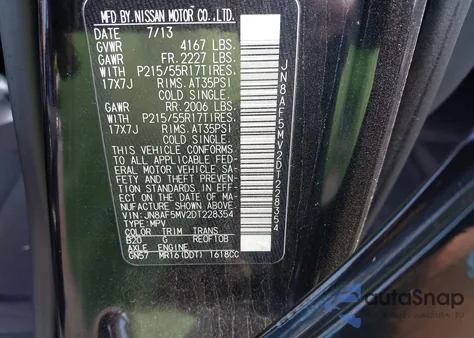 2013 Nissan Juke Sv from USA, damaged, VIN JN8AF5MV2DT228354